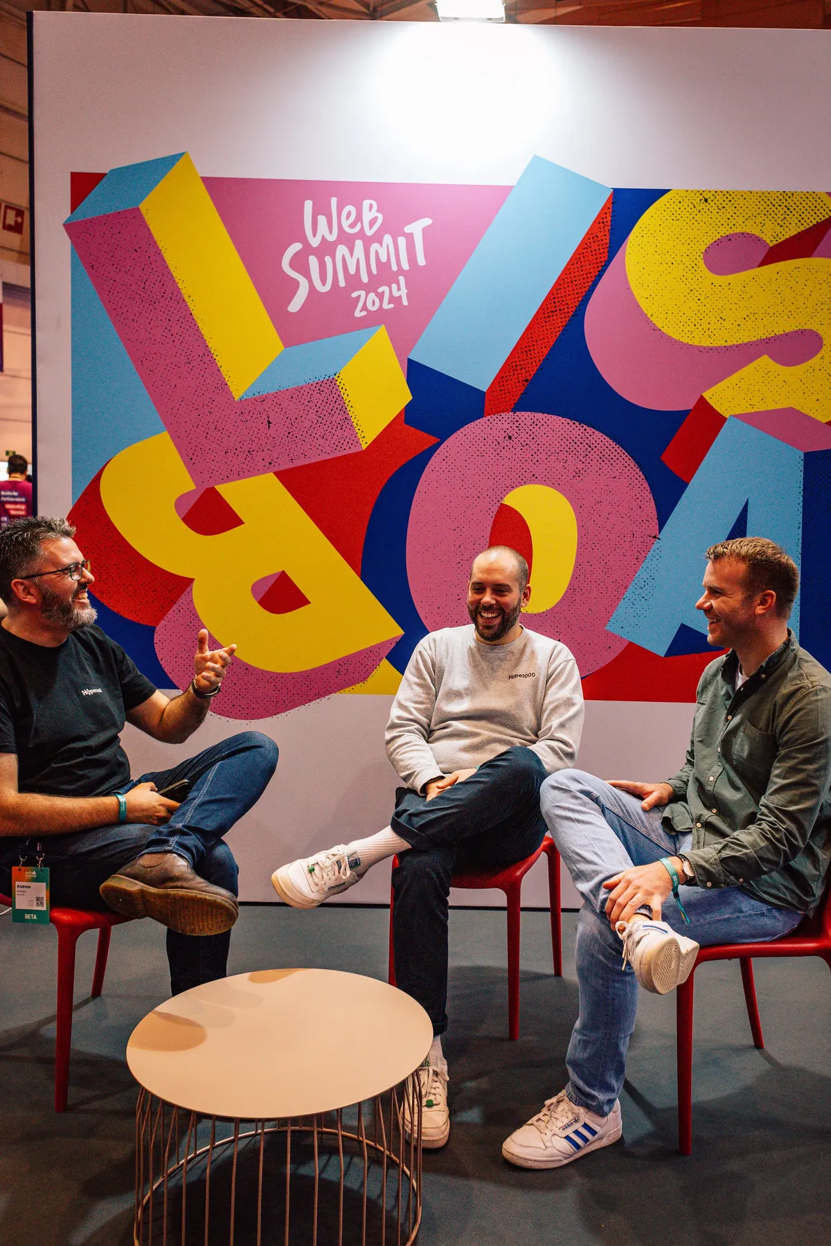 Andreas Gebhard with the founders of Hypecast at Web Summit 2024
